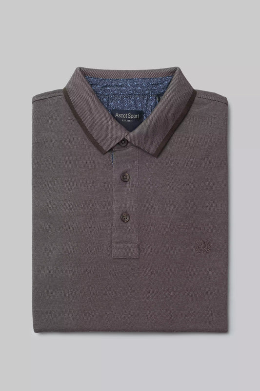 Two-tone effect long-sleeved polo shirt with inside neck print