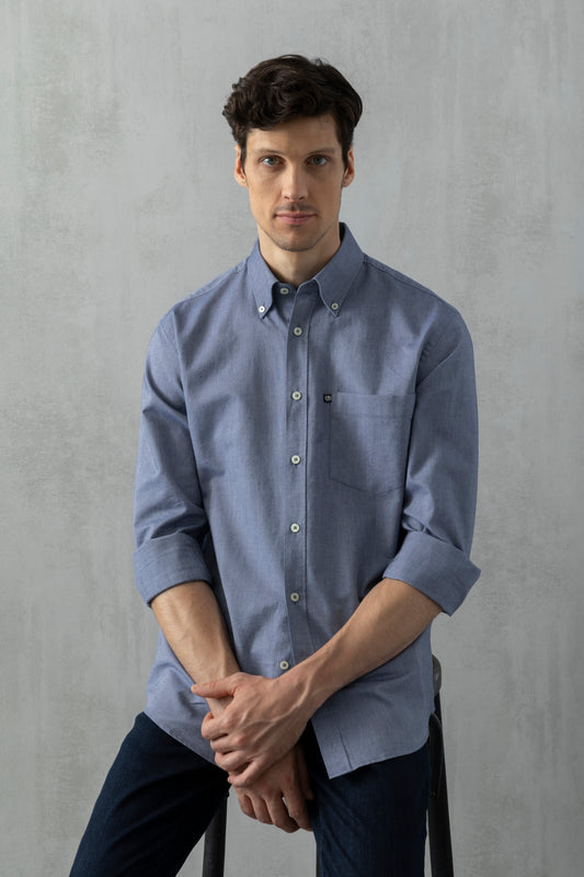 Button-down shirt with patch pocket