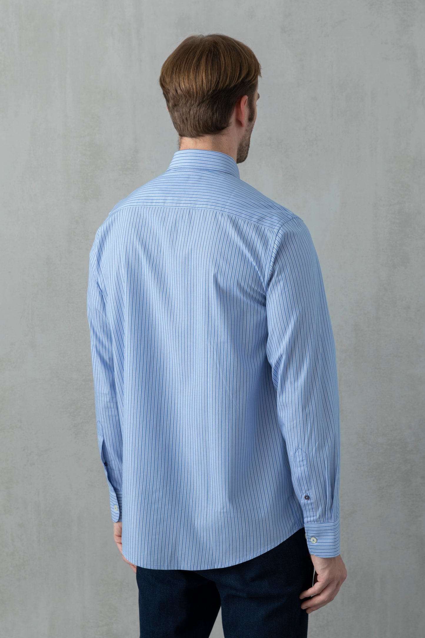 Camicia button down in popeline fantasia rigata di cotone