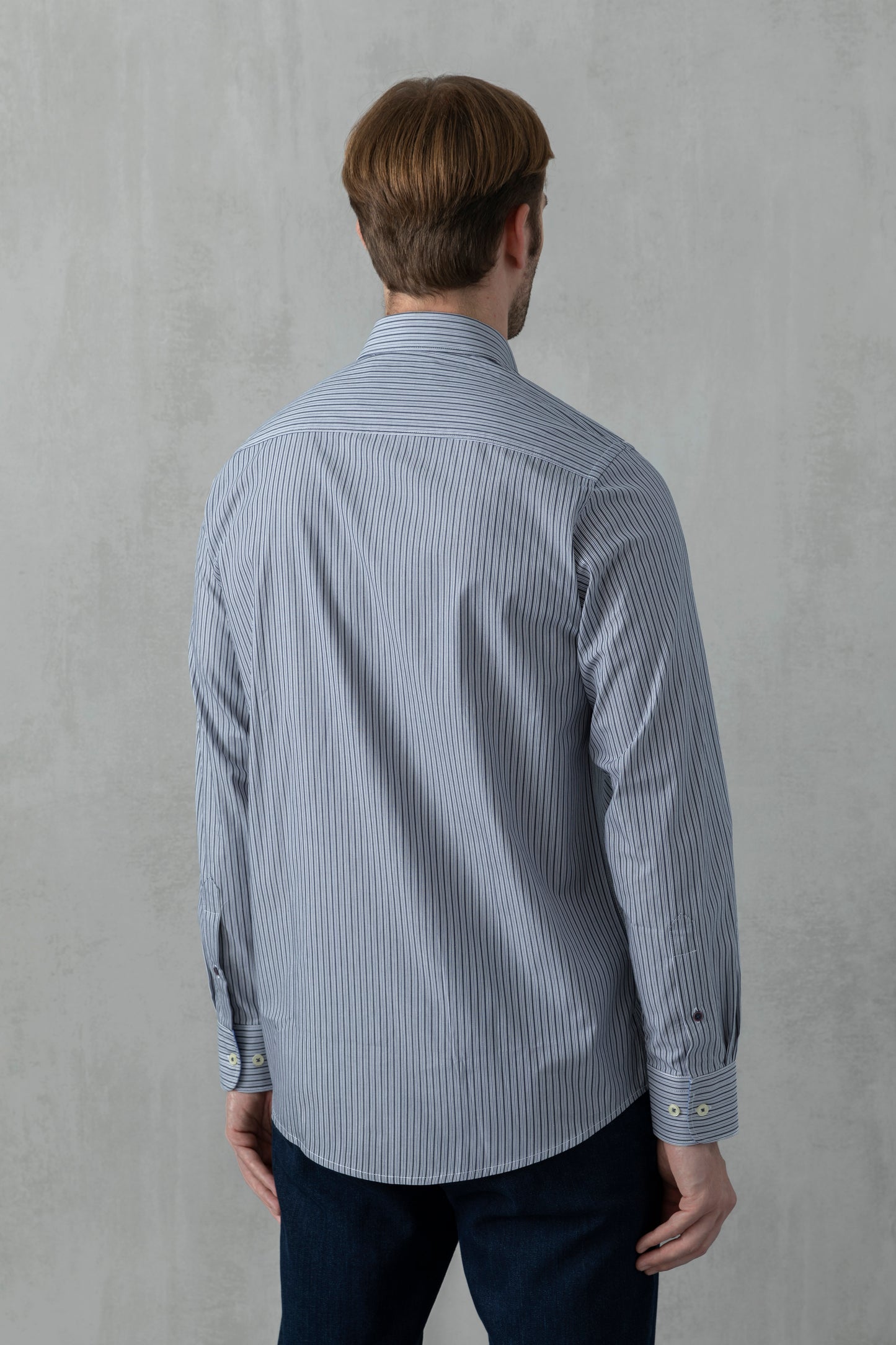 Camicia button down in popeline fantasia rigata di cotone