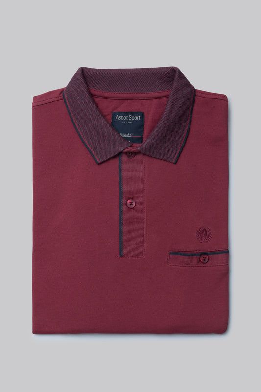 Long sleeve polo shirt with pocket and contrasting color detail