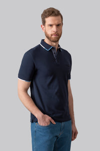 Short sleeve polo shirt with contrasting collar, 100% cotton