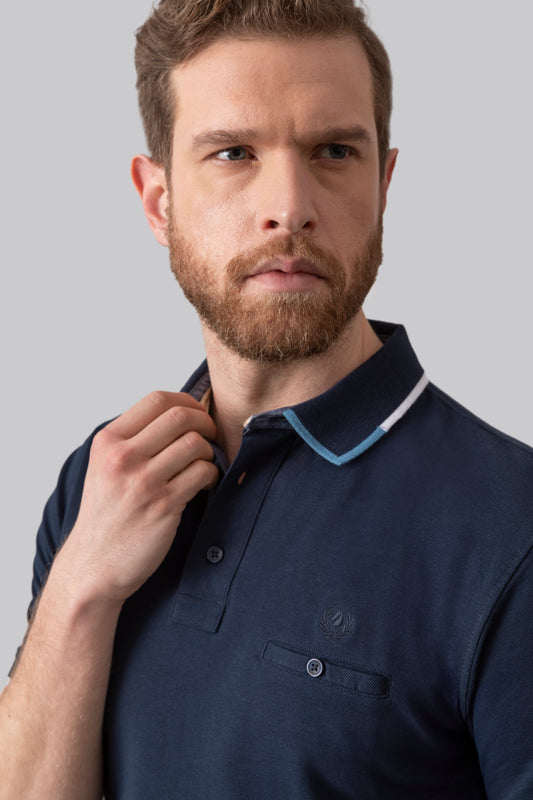 Short sleeve polo shirt with contrasting collar, 100% cotton