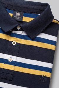 Short sleeve striped polo shirt in 100% cotton piqué