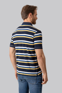 Short sleeve striped polo shirt in 100% cotton piqué