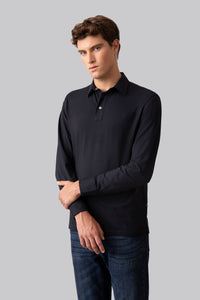 Polo shirt with shirt collar in bi-stretch jersey