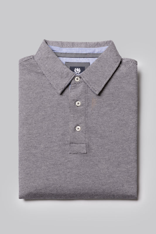 Polo shirt with shirt cuff in 100% two-tone cotton