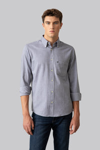 Camicia button down in flanella di cotone spigata