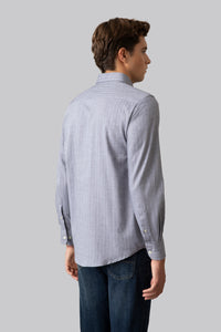 Camicia button down in flanella di cotone spigata