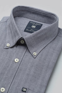 Camicia button down in flanella di cotone spigata