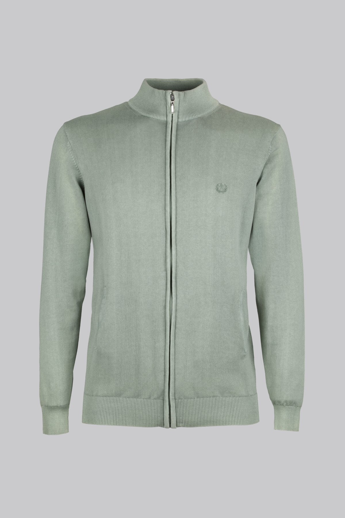 Cardigan zip in maglia 100% cotone