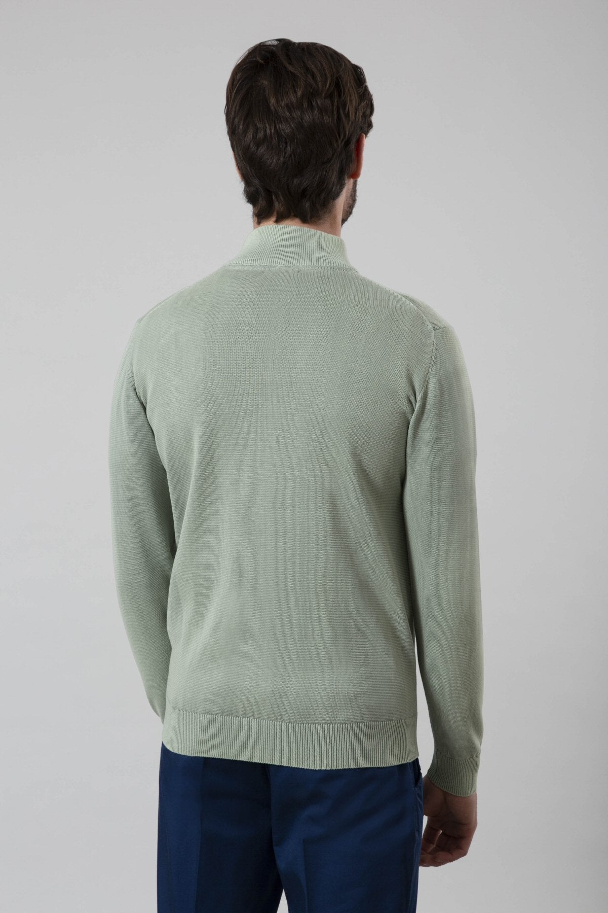 Cardigan zip in maglia 100% cotone