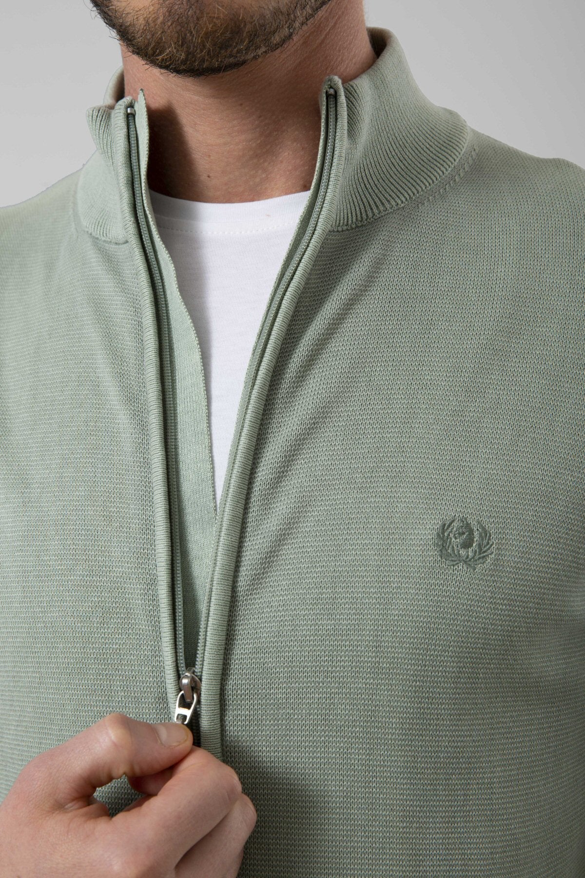 Cardigan zip in maglia 100% cotone