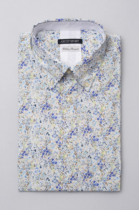 Camicia popeline stretch stampa floreale