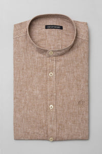 Linen blend shirt with Korean collar