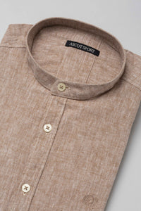 Linen blend shirt with Korean collar