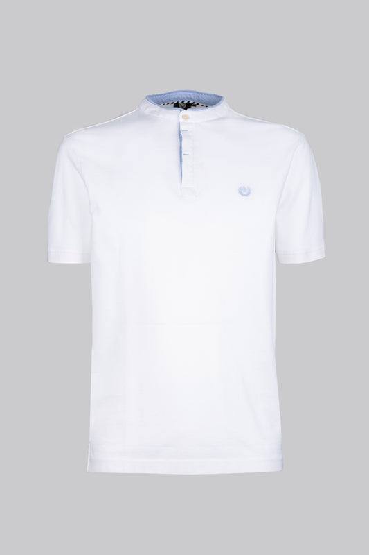 Piqué polo shirt with Korean collar