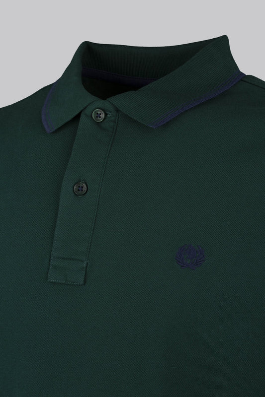 Long-sleeved cotton pique polo shirt