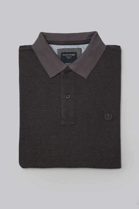 Long-sleeved polo in two tones