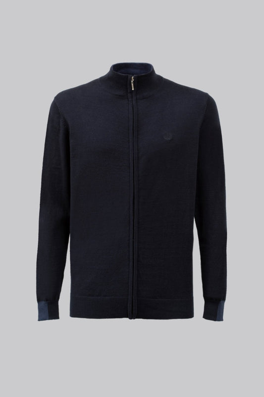 Cardigan zip in cotton and wool blend