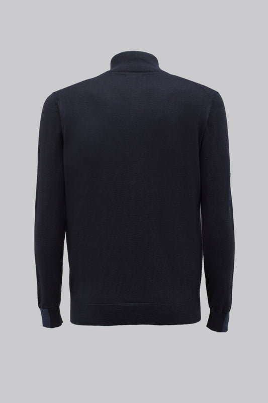 Cardigan zip in cotton and wool blend