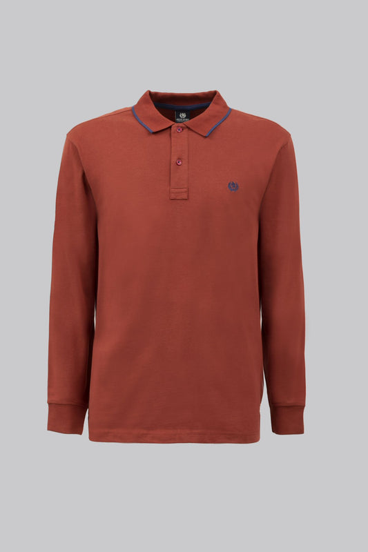 Long-sleeved polo in warm cotton