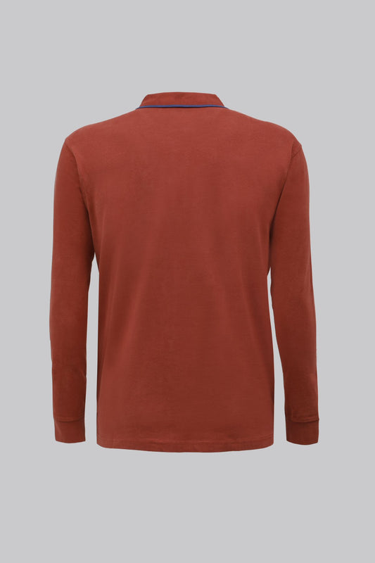 Long-sleeved polo in warm cotton