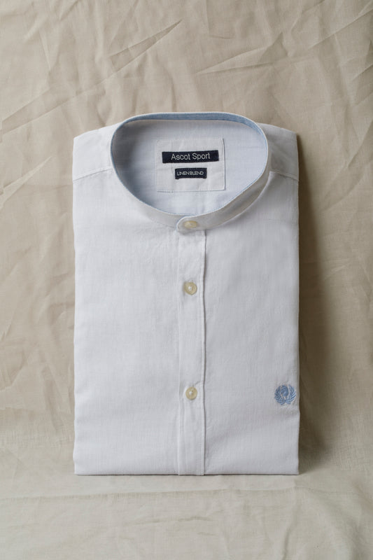 Camicia coreana in misto lino cotone