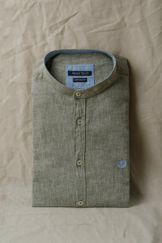 Camicia coreana in misto lino cotone