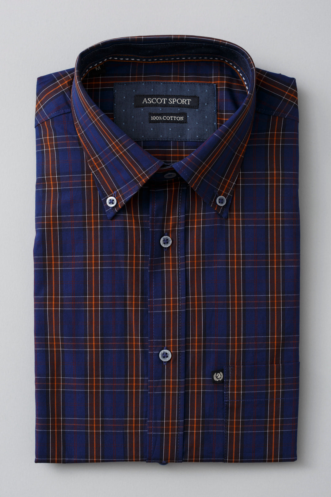 Camicia blu con motivo tartan