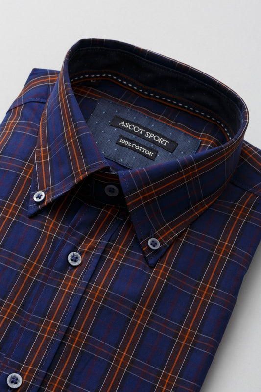 Camicia blu con motivo tartan