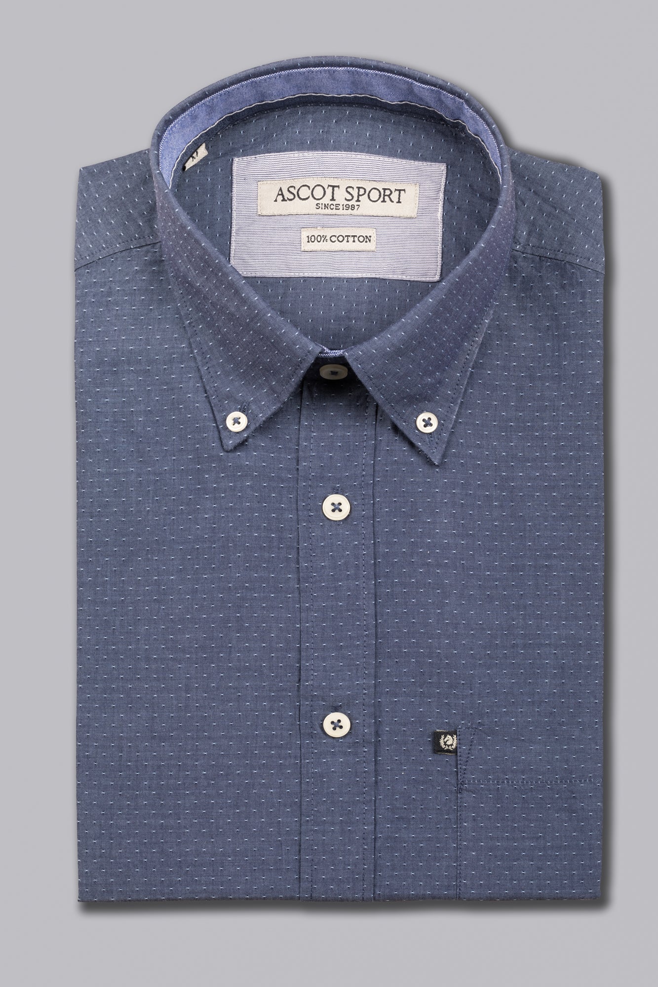 Camicia blu con motivo jacquard