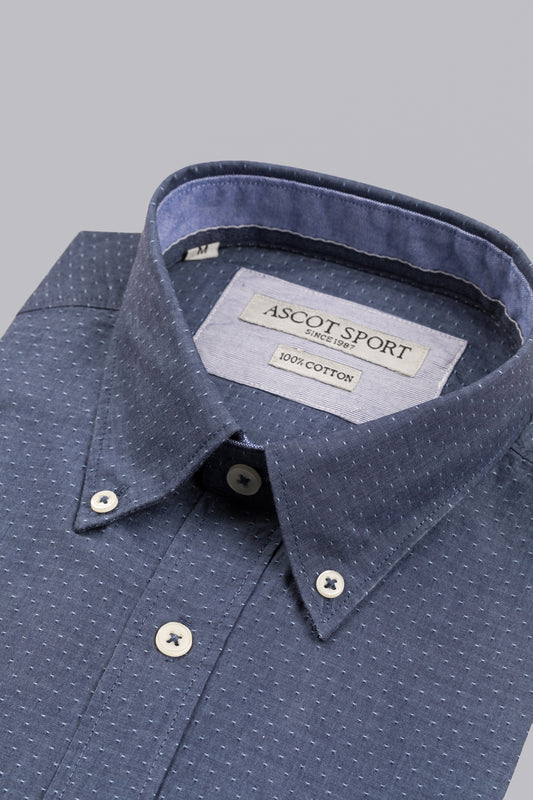 Blue shirt with jacquard pattern